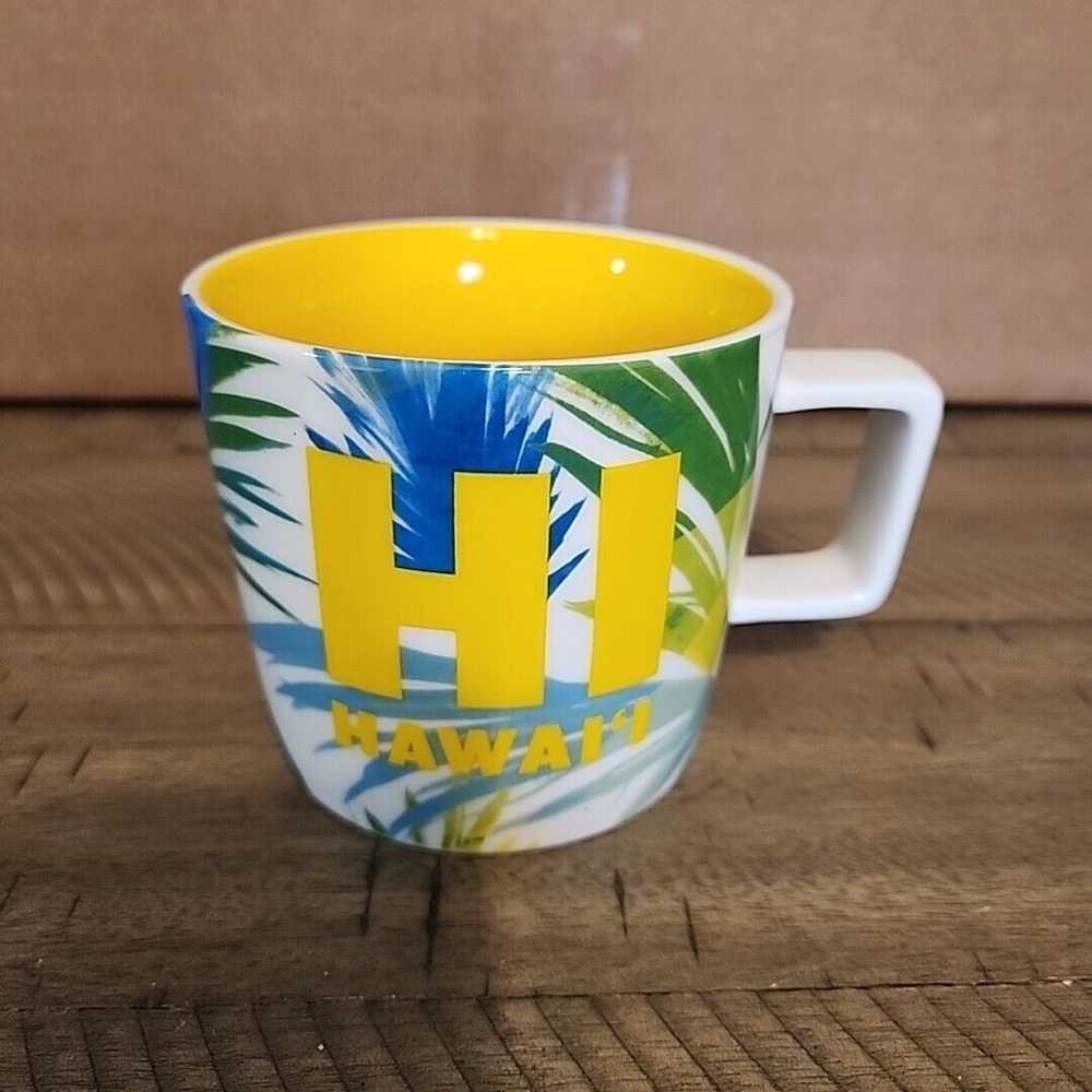 Starbucks "HI - Hawaii" Coffee Mug 2016 - 14 oz - Bright‎ Yellow inside